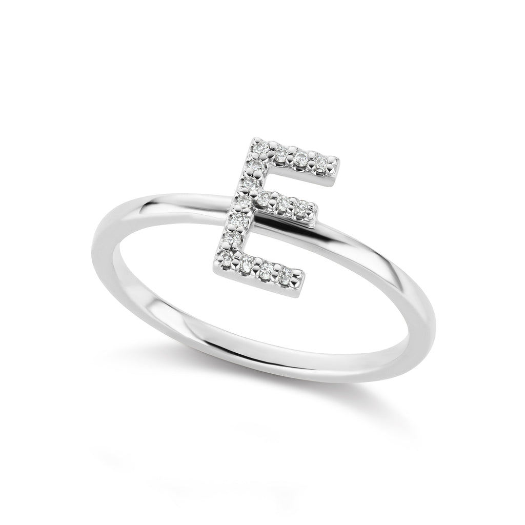The White Gold Diamond Initial Ring