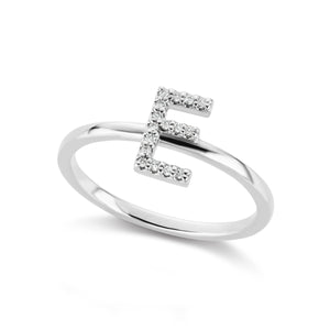 The White Gold Diamond Initial Ring