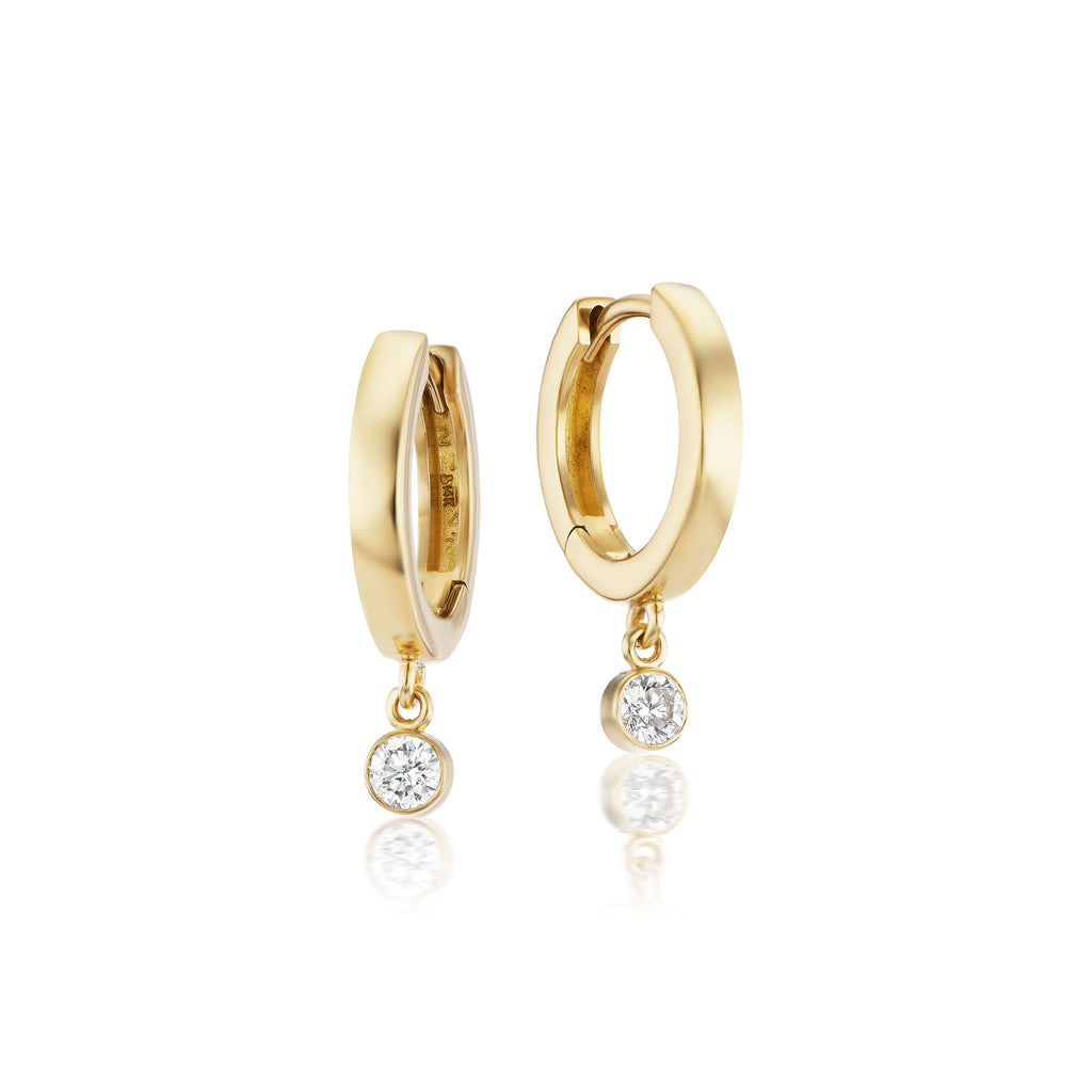 The Diamond Dangle Huggie Hoop