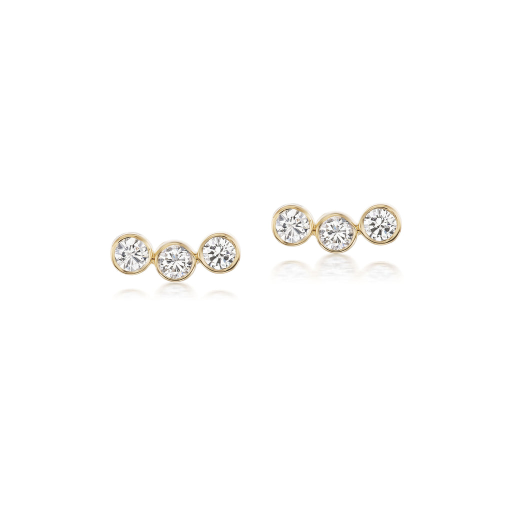 Triple Diamond Confetti Stud Earrings