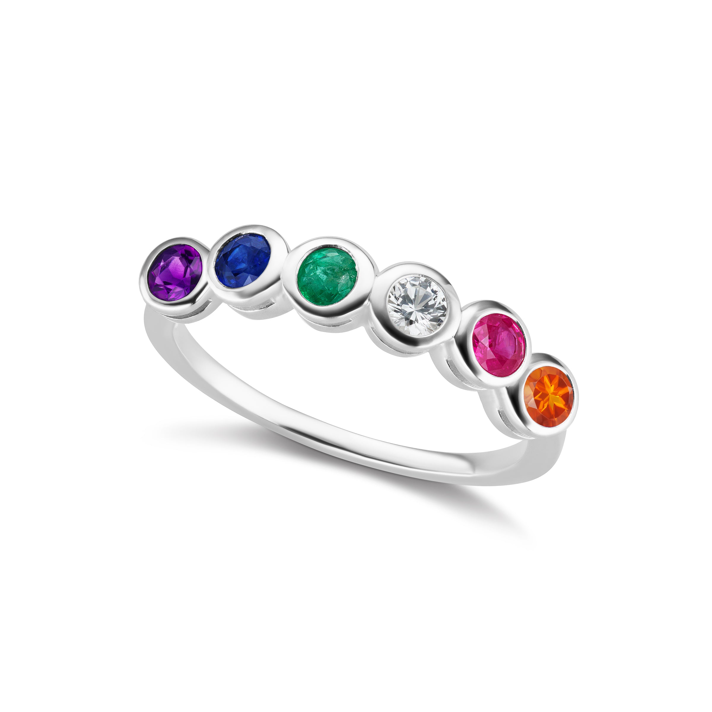 The Silver Six Stone Confetti Ring