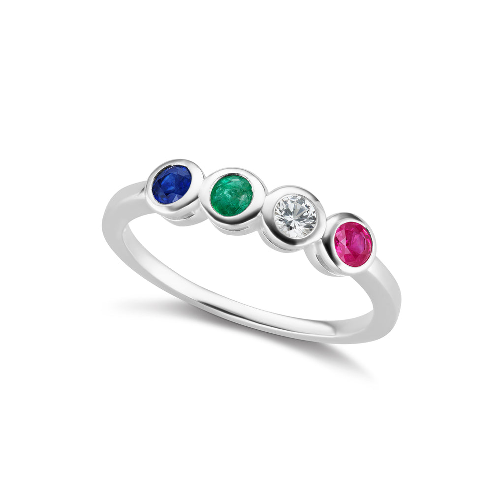 The Silver Four Stone Confetti Ring