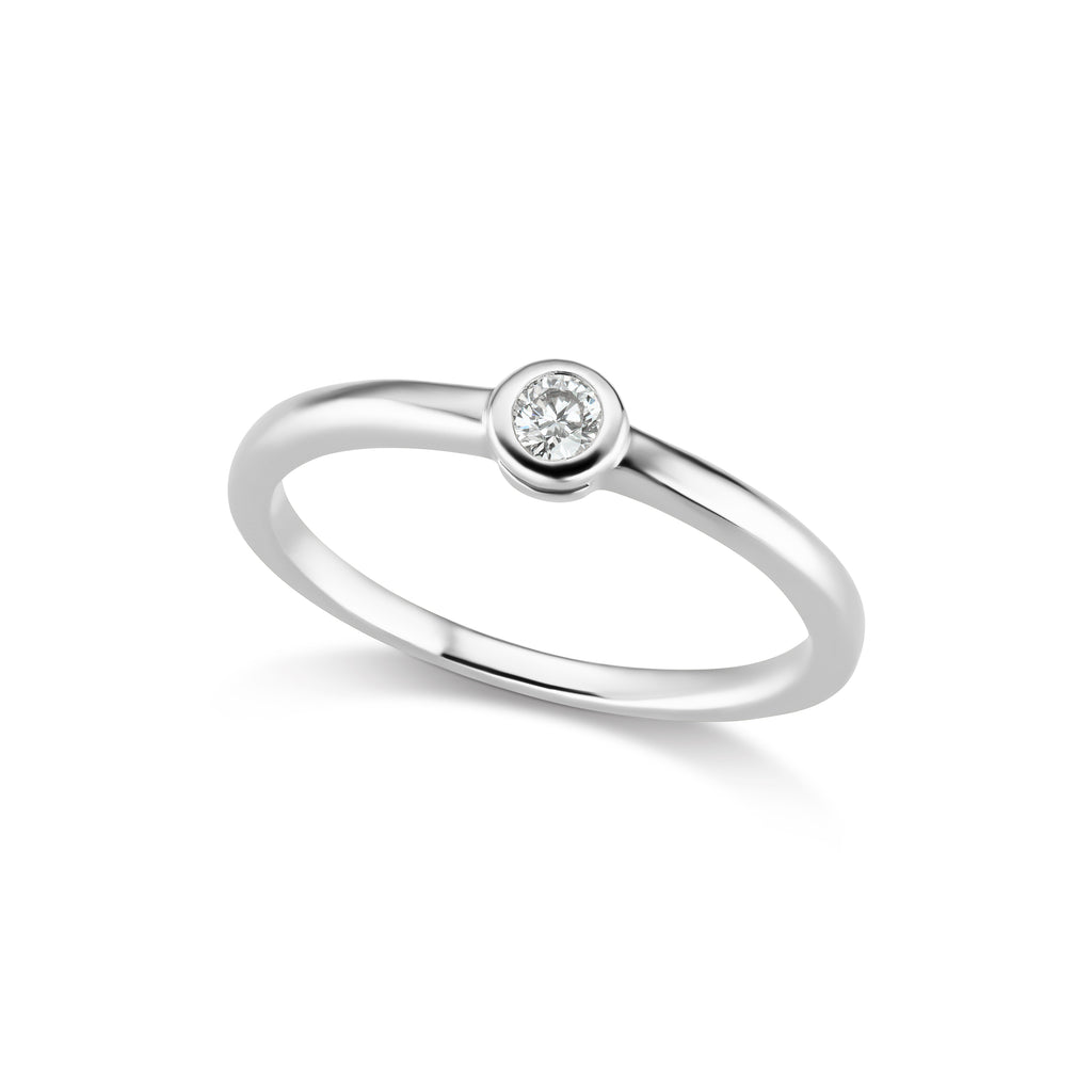 The Silver Single Diamond Confetti Ring