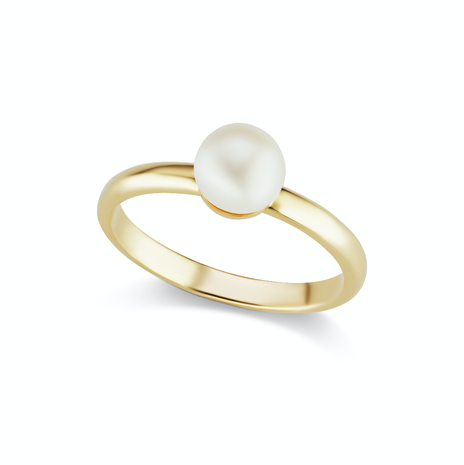 The Gold Single Pearl Ring