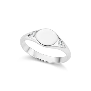 The Gold Petite Diamond Signet Ring