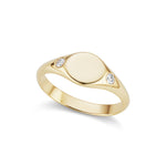 The Gold Petite Diamond Signet Ring